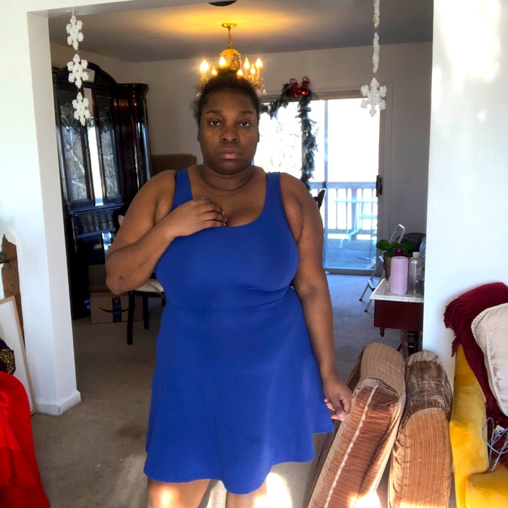Royal blue mini fit and flare H&M dress